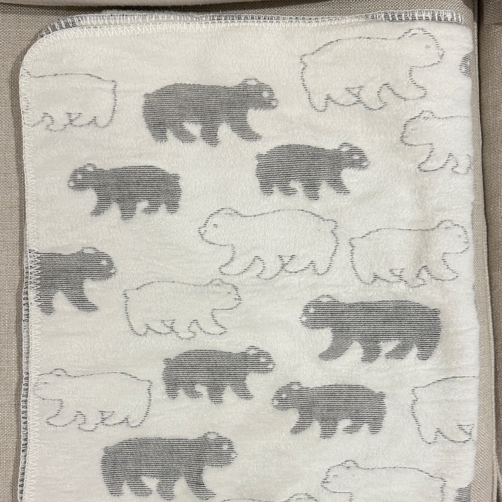 Pottery Barn Kids Gray and White Bear Blanket